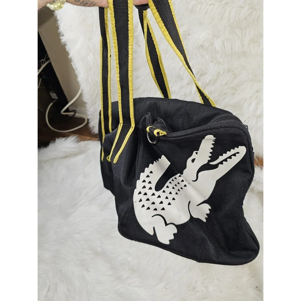 Lacoste Men's/Women's Traveler Weekender Adjustable strap Tote Bag Black & Neon